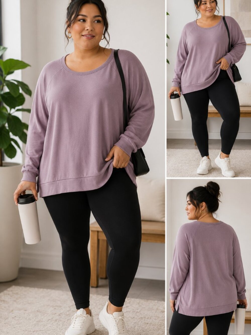 Threads 4 Thought Dusty Mauve Oversized Sweatshirt Tunic Athleisure Lounge Cozy